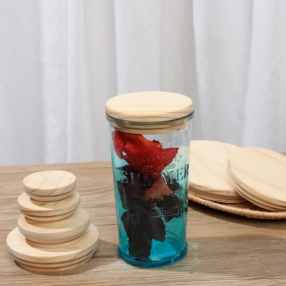 Various Sizes Kitchen Organization Compatible Mason Jar Lid Wide Mouth Cover Wood Lids Canning Storage