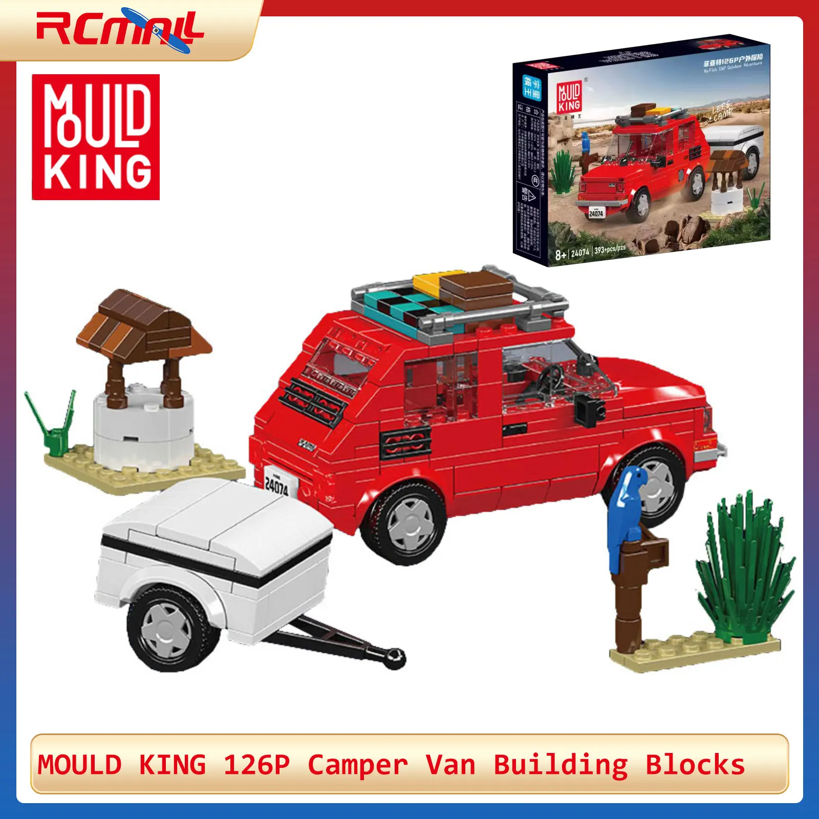 

MOULD KING 126P Camper Van Building Blocks Kit MOC DIY Outdoor Adventure Car Model 393PCS Bricks Ornaments Toys Gifts
