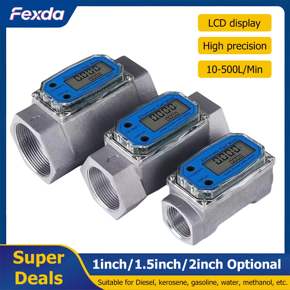 Digital Turbine Water Flow Meter Flowmeter Gauge PCB Electronic Flow Indicator Sensor Counter for Petrol Fuel Diesel Methanol