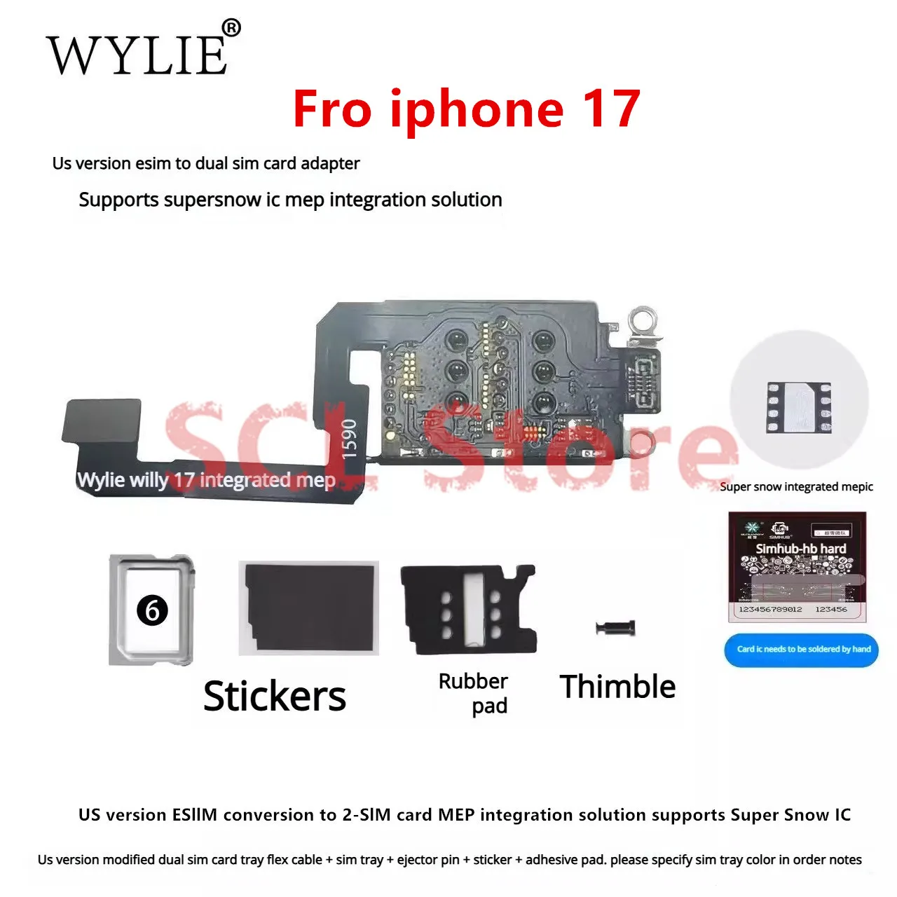 WYLIE لهاتف iPhone 17 الإصدار الأمريكي eSIM تحويل إلى حل التكامل MEP بطاقة SIM المزدوجة يدعم إصلاح iPhone Super Snow IC #1