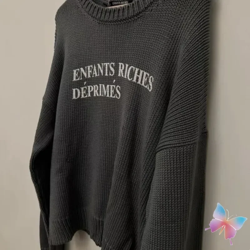 24ss invierno Enfants Riches Dprimes suéteres clásico estampado de letras negro cuello redondo Tops ERD Sudadera de punto hombres mujeres pulóver