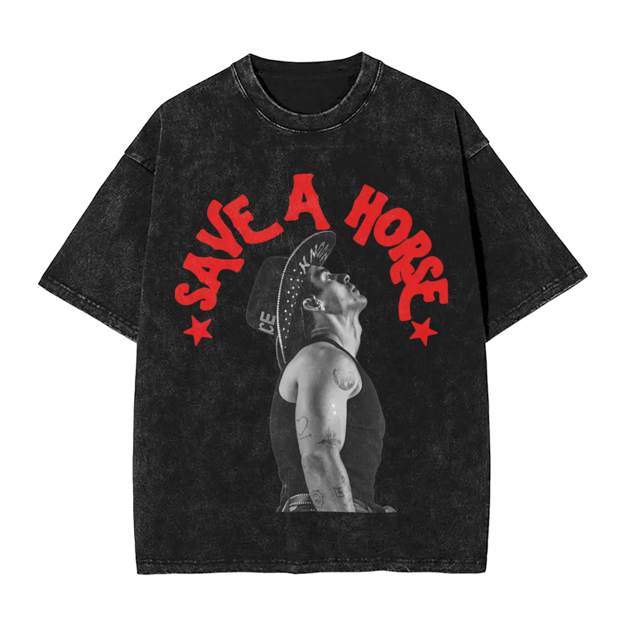 Save a Horse Cowboy Joe Jonas  Merch Washed T Shirts for Men Women Streetwear Hip Hop T-Shirts Printed  Tee Shirt Short Sleeve