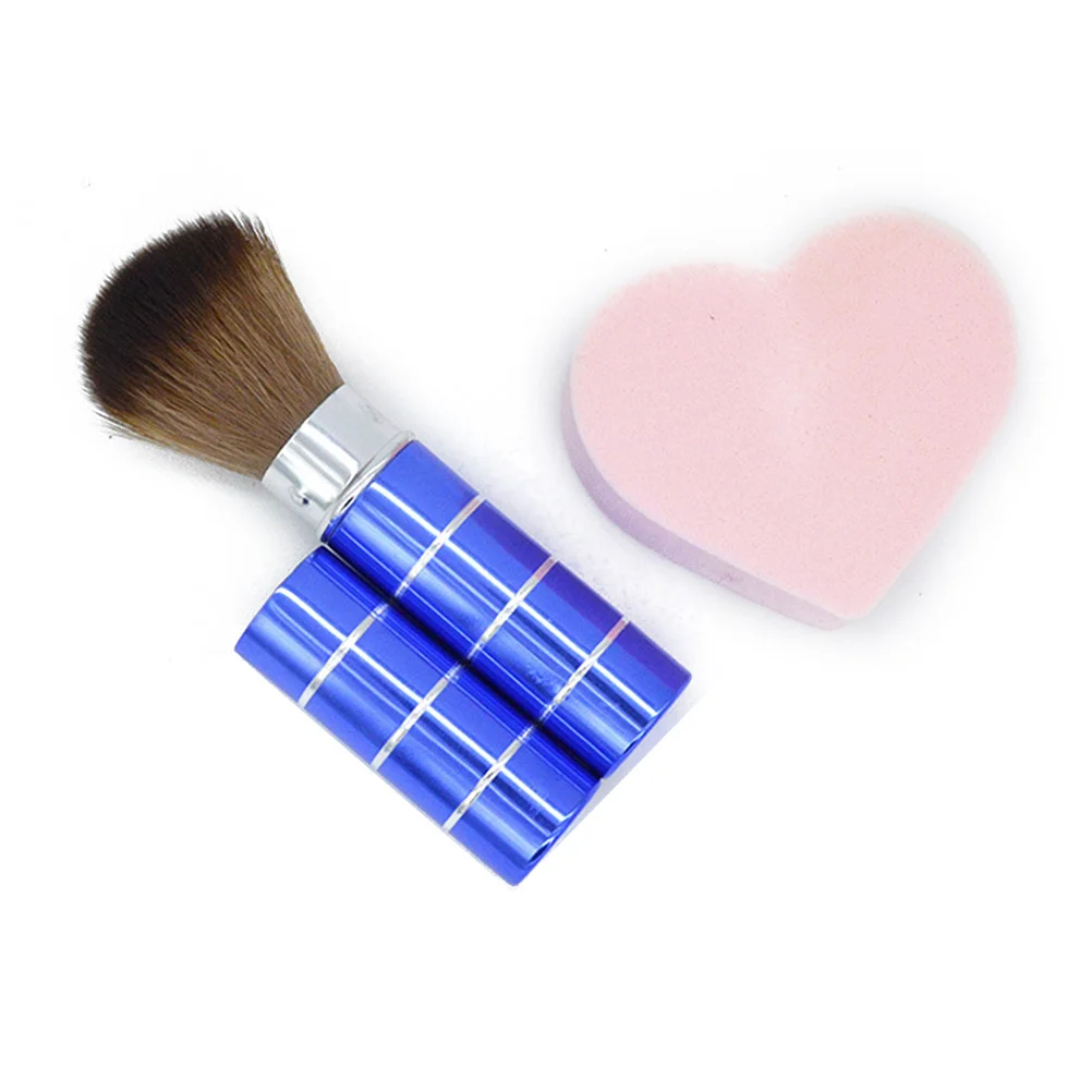 Makeup Telescopic Retractable Powder Blush Brush Blue Metal Handle New Fashion Face Blush Brush Soft Nylon Bristles Daily Use
