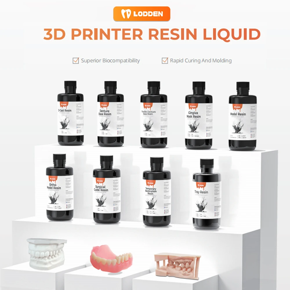 Lodden 3D Print Liquid Dental Lab digitale printer Harsvloeistof voor 385/405nm printer Hoge precisie/permanente kroon/ortho-model