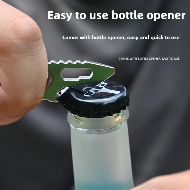 متعددة الوظائف الفولاذ المقاوم للصدأ قضيب رفع سلسلة مفاتيح صغيرة EDC عرافة وجع فتاحة الزجاجات المحمولة في الهواء الطلق المشي لمسافات طويلة بقاء أدوات #4