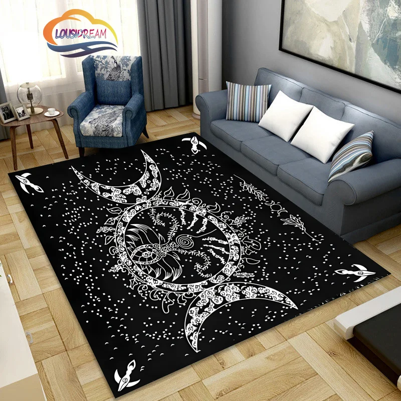 Tappeto per altare pentacolo e luna, tappeto Wicca Area teschio wpruriginoso Pagan bianco e nero mistico morto decorato decorazioni per la casa