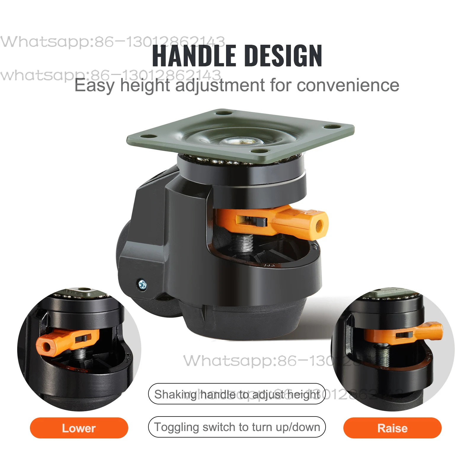SucceBuy 2in/2.5in Leveling Casters Set of 4 with Handle Feet 360° Degree Swivel Adjustable Caster Wheels for Workbench Machine