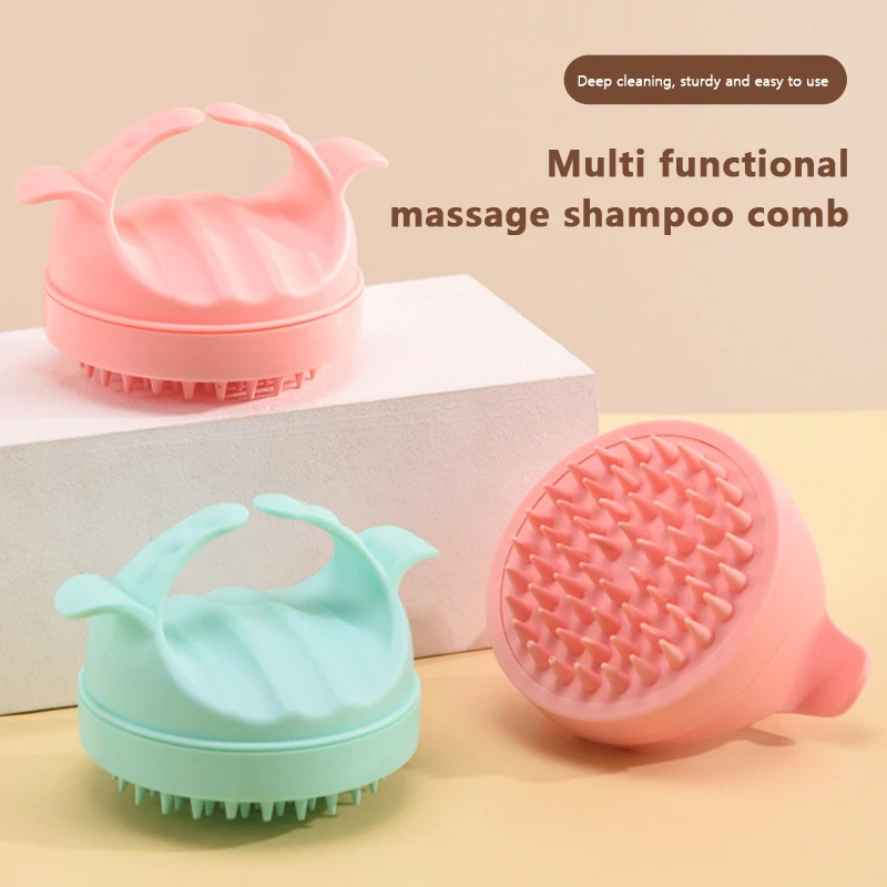 Silicone Shampoo Brush Scalp Massage Comb Portable Handheld Round Soft Bath Massage Brush Shower Brush Hair Care