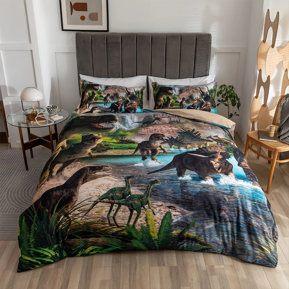 Dinosaur Bedding for Boys Dinosaur Duvet Cover T-Rex Dinosaur Comforter Cover Kids  Bedding Set with Pillowcase Home Decor