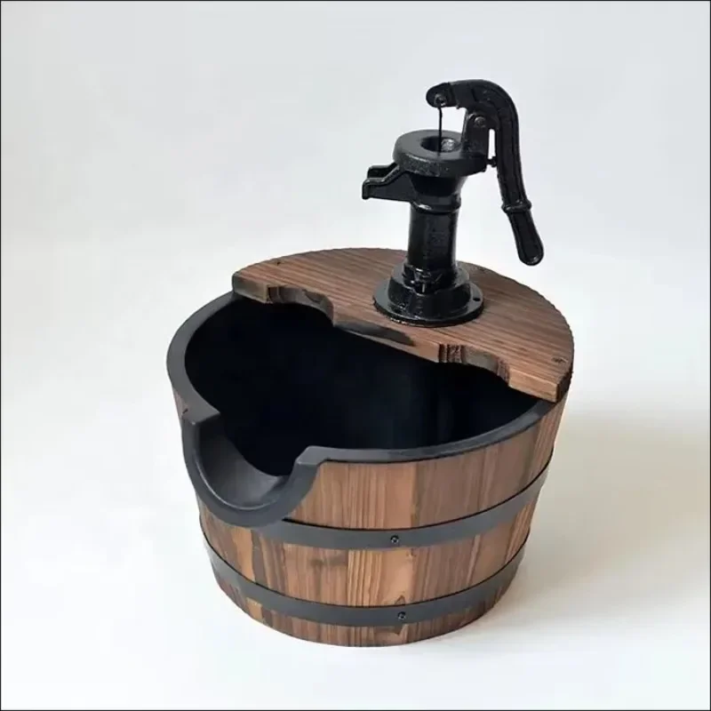 

Durable architecture Stylish details Comfortable farmhouse Wooden water pump Fountain Courtyard Front porch Lawn garden