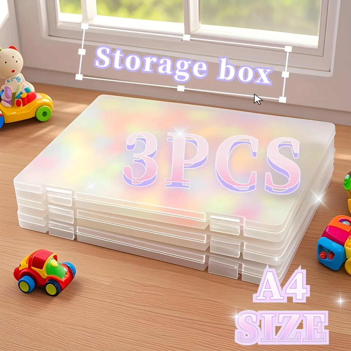 3-個-a4-厚みのある-pp-クリア収納ボックスコンパートメントオーガナイザーポータブルドキュメント文具ケース学校オフィス小物供給