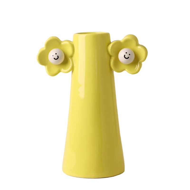 

Vase ceramic cute flower smiley face flower device high value girl bedroom home decoration vase