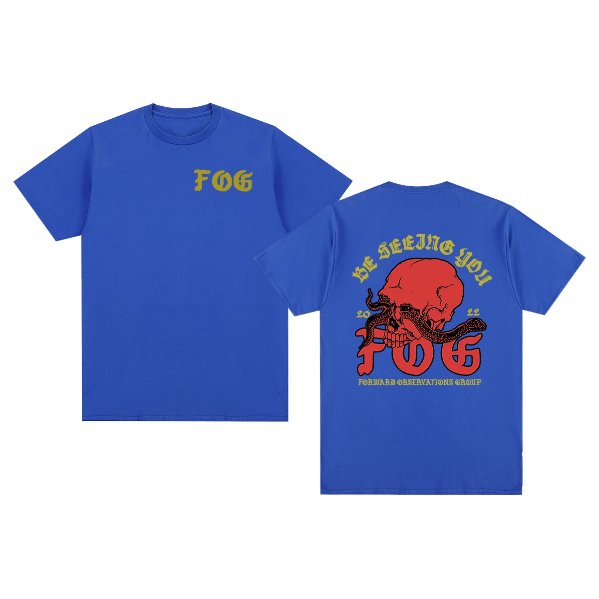 100% Cotton Black FOG Forward Observations Group T-shirt Men Oversized Short Sleeve Skull Snake Graphic Print Casual Streetwear