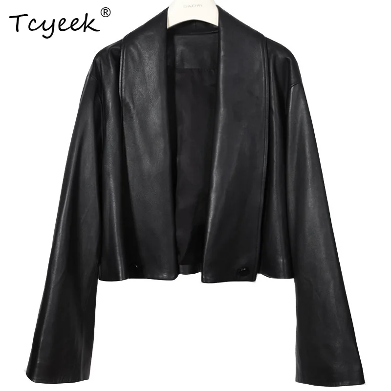 Tcyeek Real Leather Jacket Women 2026 Spring Autumn Sheepskin Coat Female Clothing New in Outerwears Fashion Jaqueta De Couro