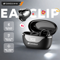 SANSUI Ear Clip Headphones clip-on Bluetooth 5.4 Earphones 4-Mics ENC Call Noise Cancelling Ture Wireless Earclips Earbuds