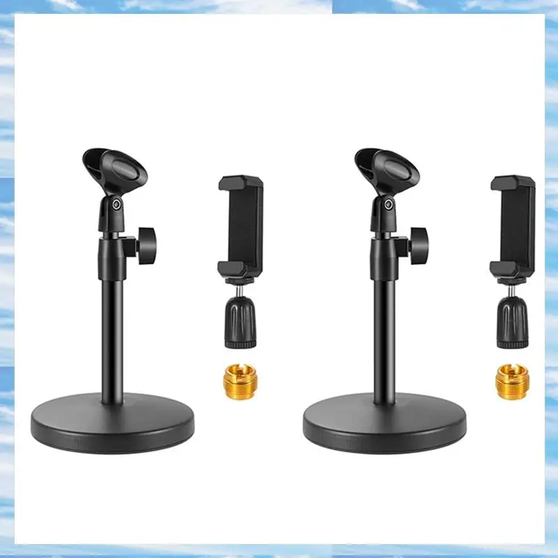 

T31C-2X Desktop Microphone Holder,With Microphone Clip,Mobile Phone Holder,5/8Inch Male To 3/8Inch Female Metal Adapter