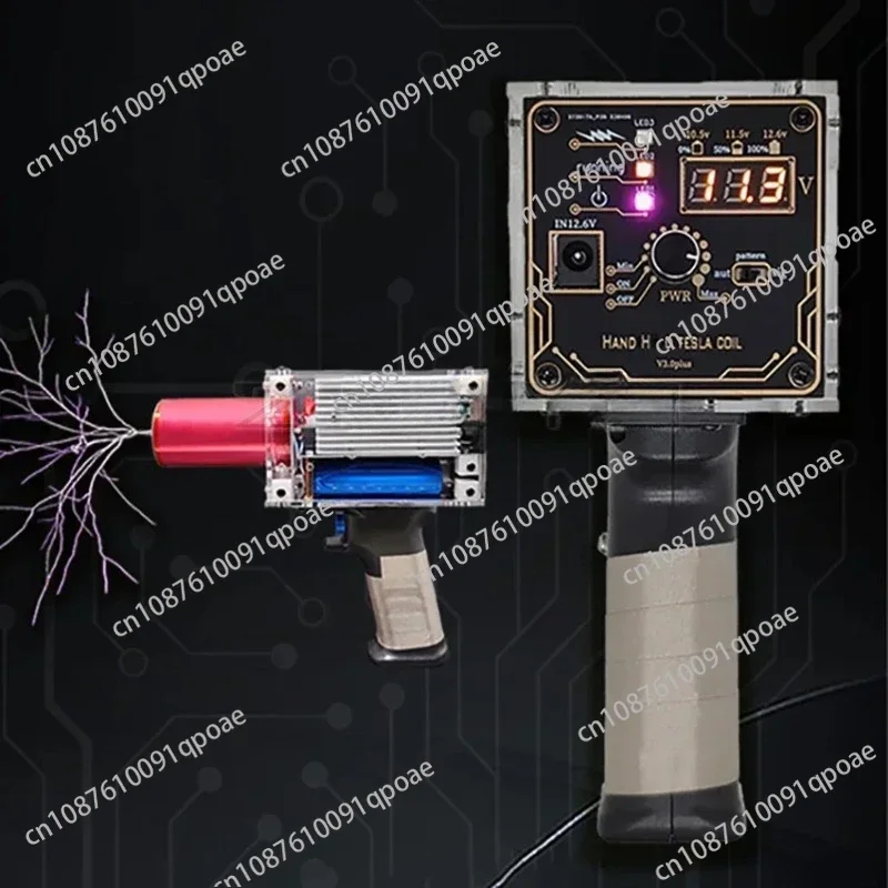 Third Generation Plus 80W 6A Tesla Coil Gun Portable Handheld Tesla Coil High Voltage Generator Artificial Lightning Tesla Coil