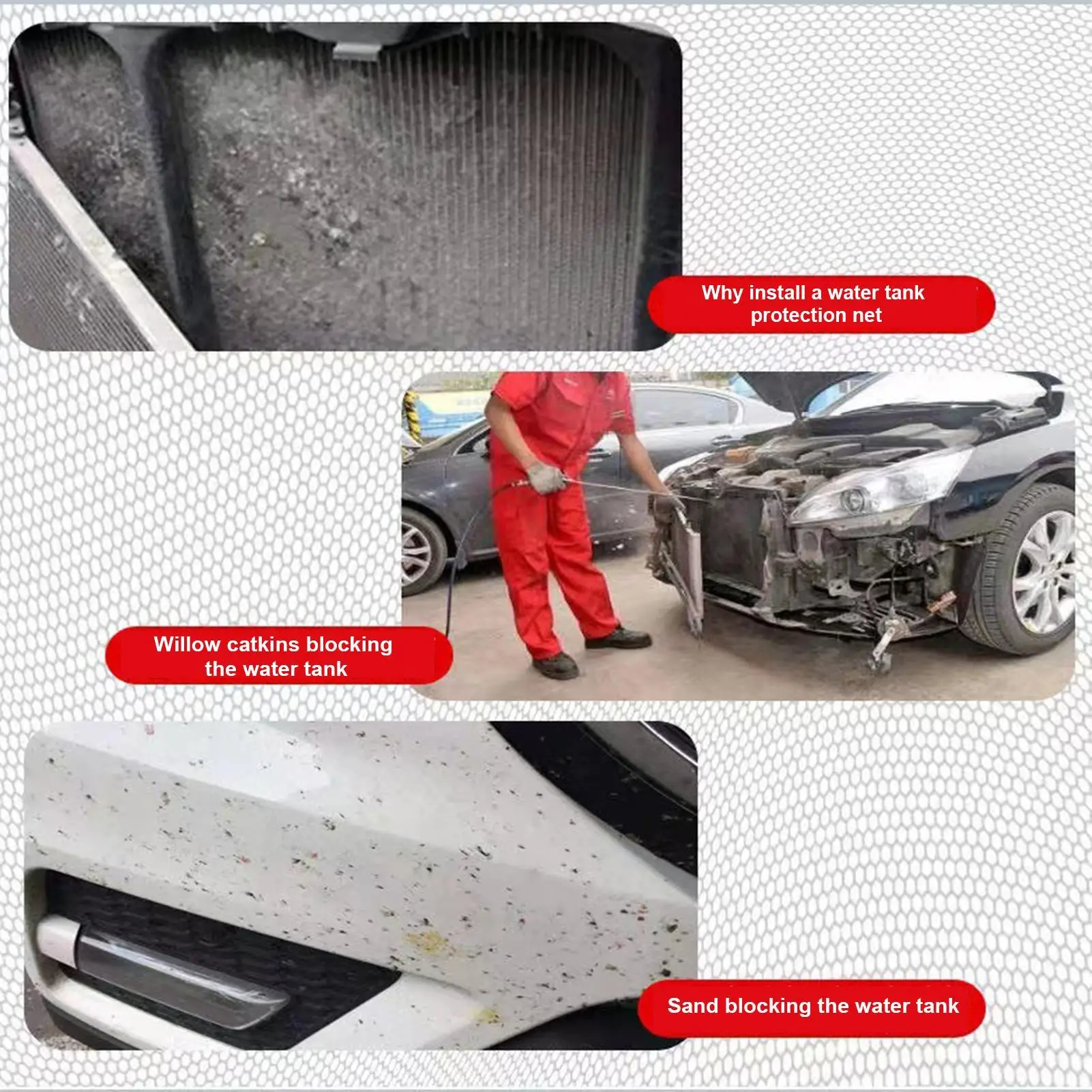 

Car Grilles Mesh Protective Net Radiator Bug Screen Mosquito Repellent Anti Insect Grill Water Tank Protector Accessories