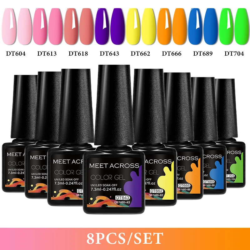 8 قطعة ألوان بريق جيل طلاء الأظافر مجموعة شبه دائم نقع قبالة الأشعة فوق البنفسجية مانيكير جيل للأظافر طويلة الأمد السائل مانيكير الورنيش #2