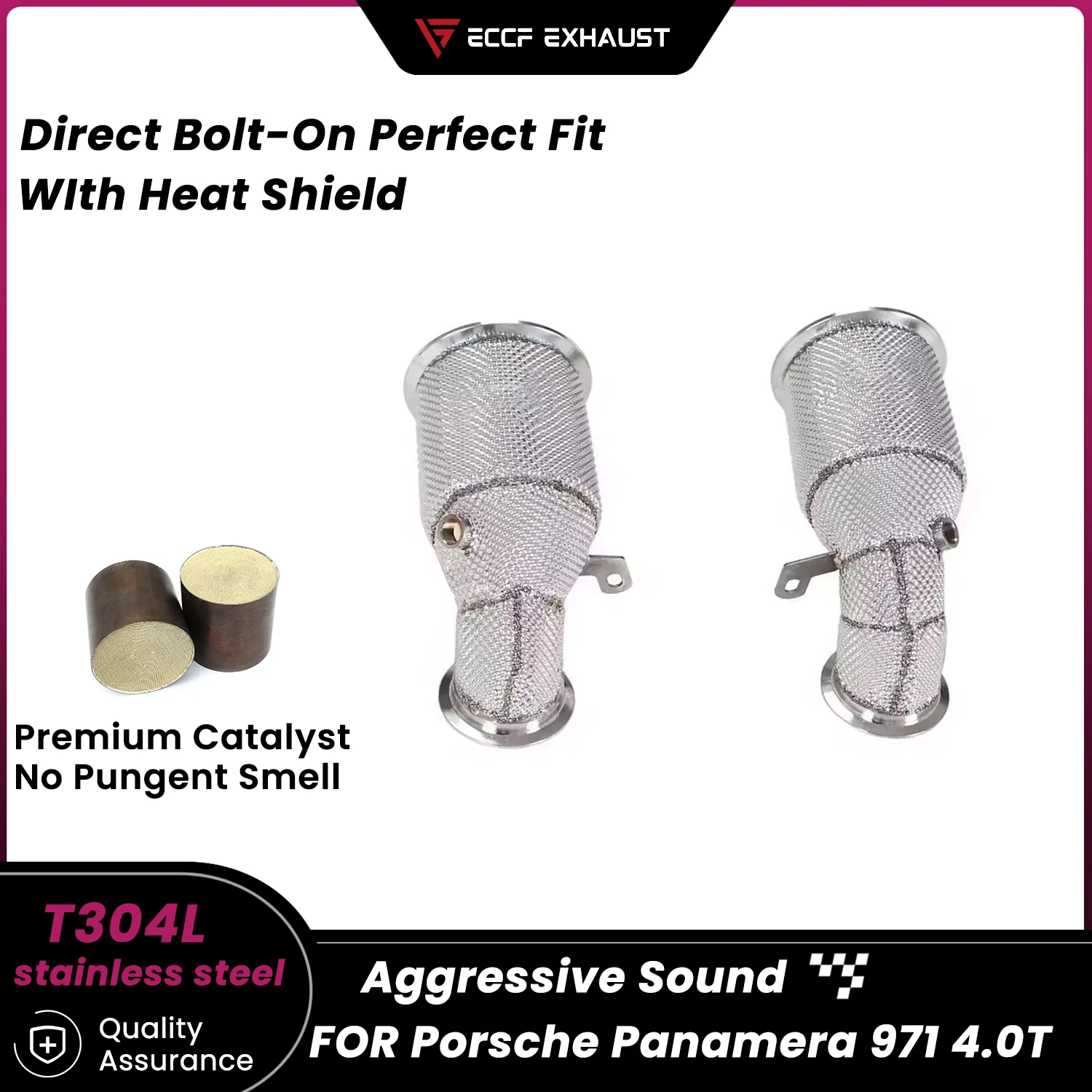 

Sporty Downpipe With Heat Shield For Porsche Panamera 971 4.0T Aggressive Sound High Flow Performance Upgrade Easy Installation