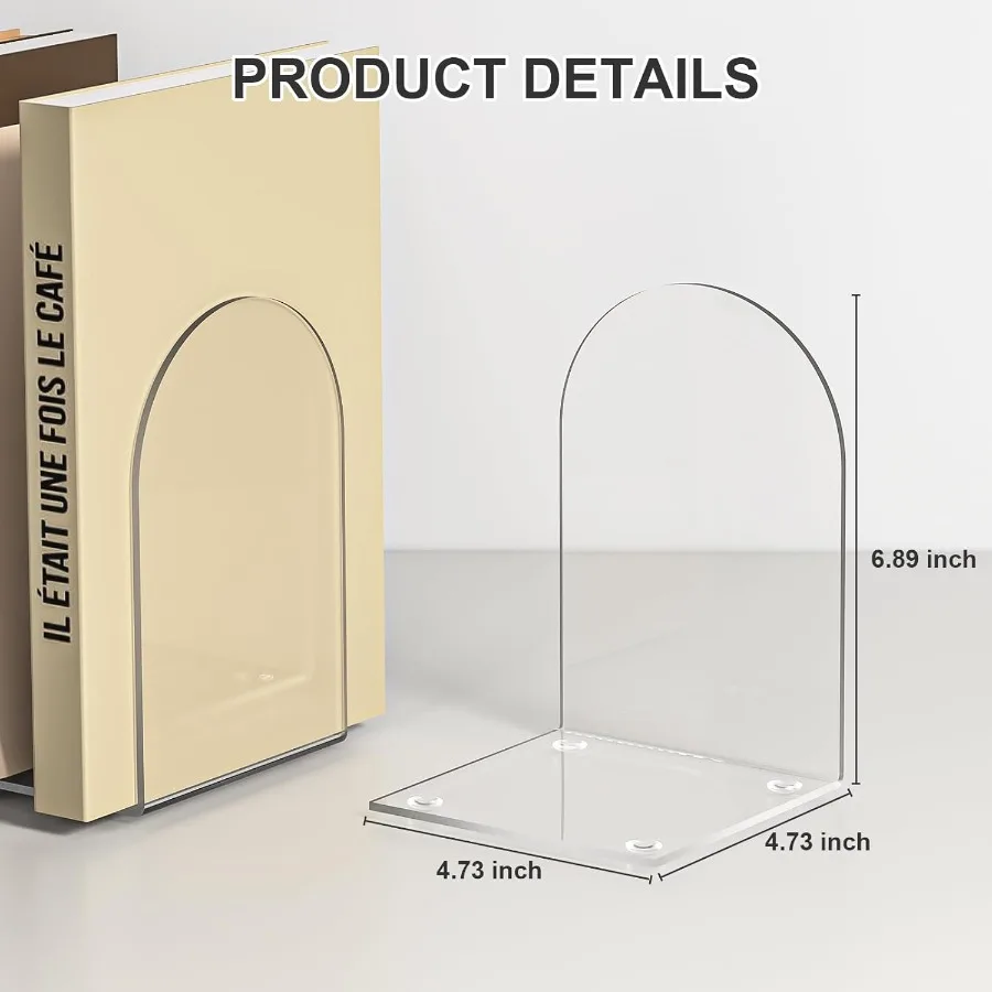 4 قطع من الدفتين من الأكريليك مكونة من 4 قطع من نهايات الكتب الشفافة للأرفف ومنظم سطح المكتب وسدادة الكتب الشفافة #2
