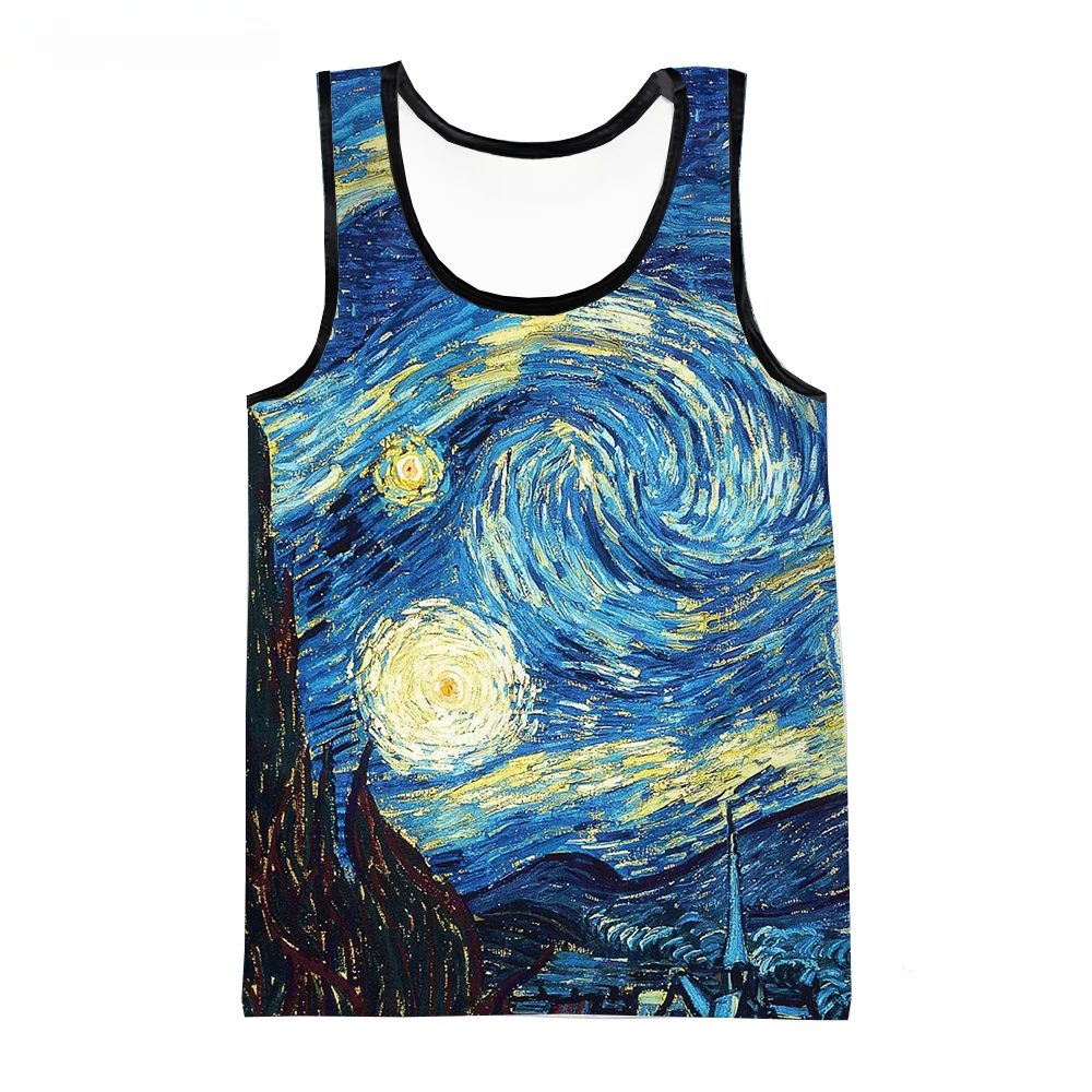 Van Gogh Oil Painting 3D Printed Tank Tops Men Summer Vest Women Casual Sleeveless Shirts Hip Hop Streetwear Oversized Tops