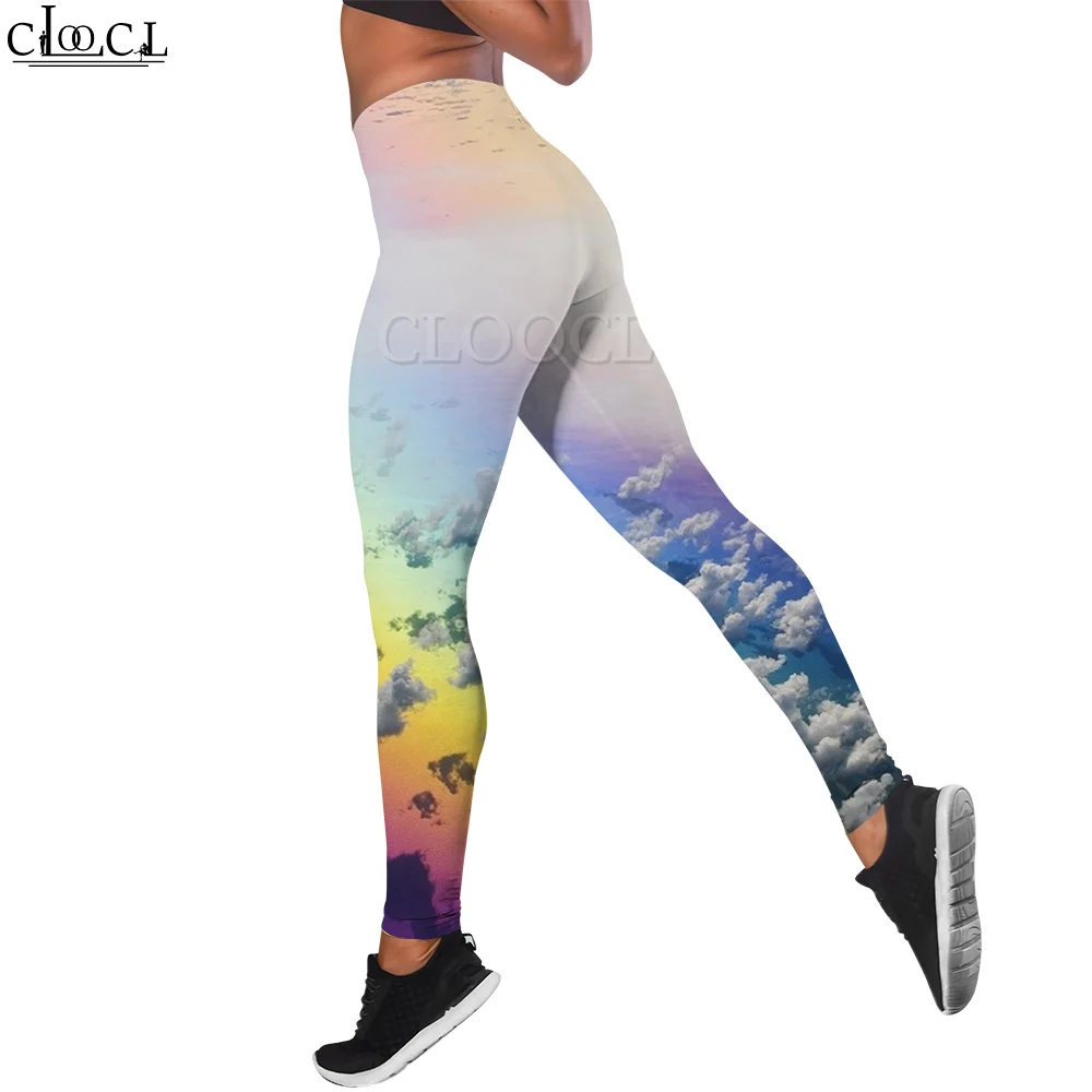 CLOOCL Leggings da donna Stretti ed eleganti Abbigliamento da yoga Pantaloni con stampa cielo nuvoloso Pantaloni da jogging Pantaloni da esercizio Leggings a vita alta