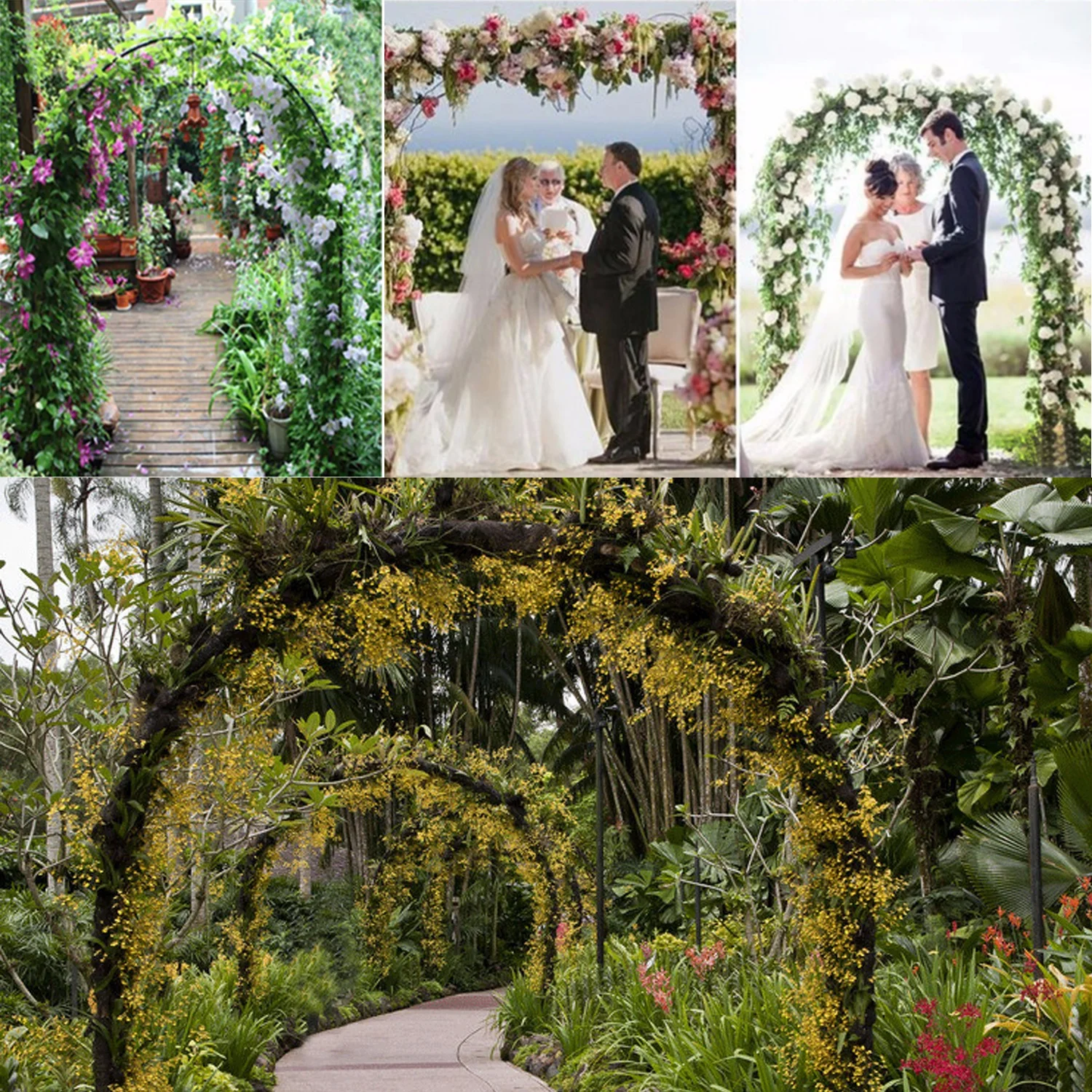 Iron Wedding Arch Decorative Garden Backdrop Pergola Stand Flower Frame For Marriage Birthday Wedding Party Decoration 3 in 1