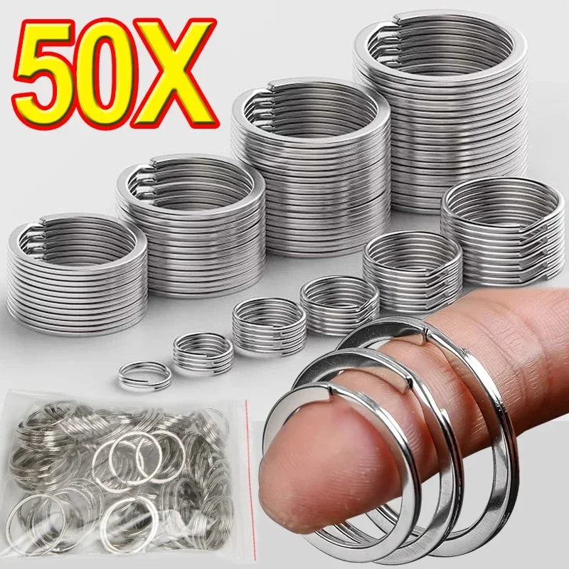 10-50pcs/lot Steel Keyring Blank Circle for DIY Keychain Jewelry Making Key Holder Split Key Ring Connector Wholesale 25/30mm