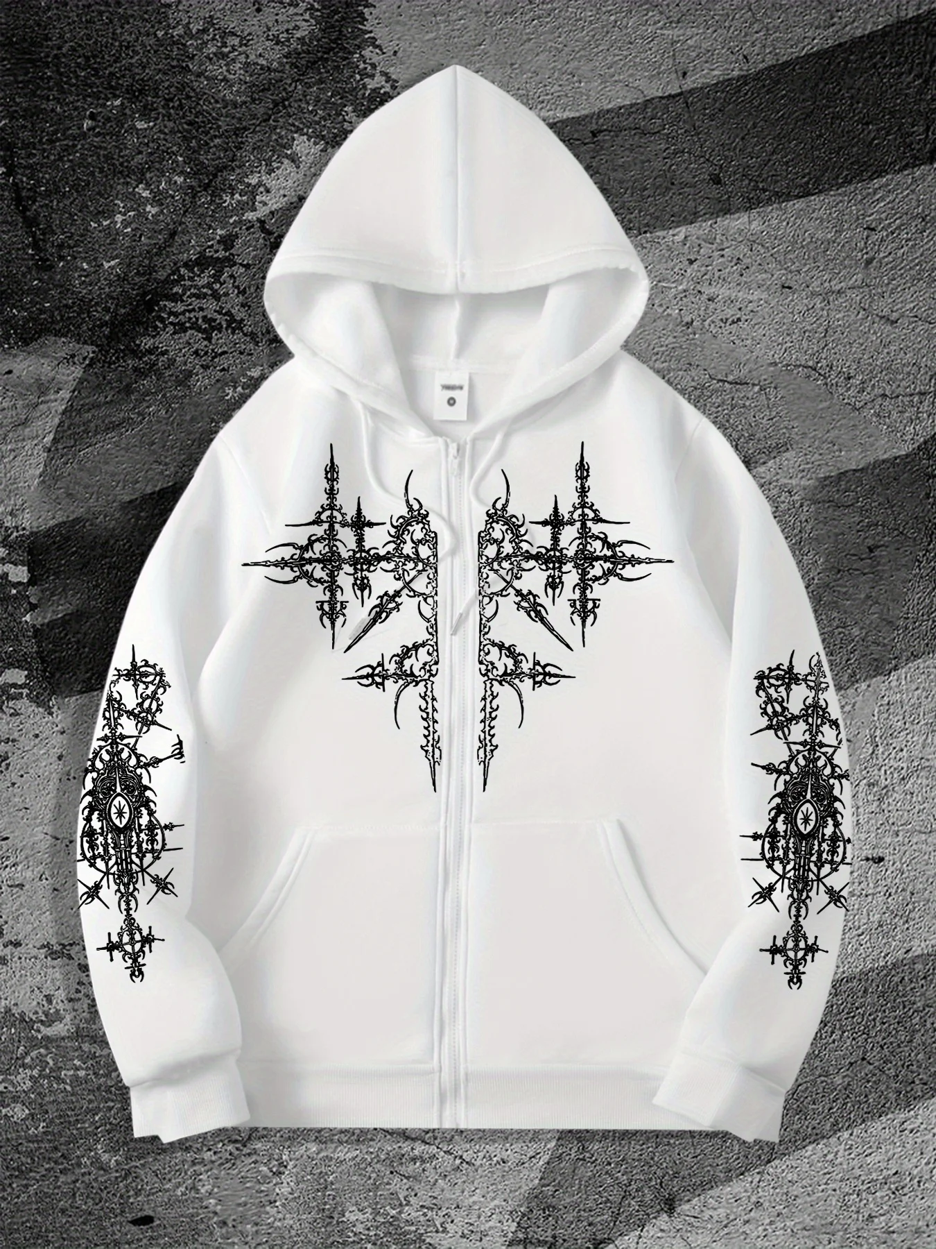 メンズゴシックダークスタイルプリントジップアップパーカー、カ - Mens Fashion Zip Up Hoodies のレビューと価格