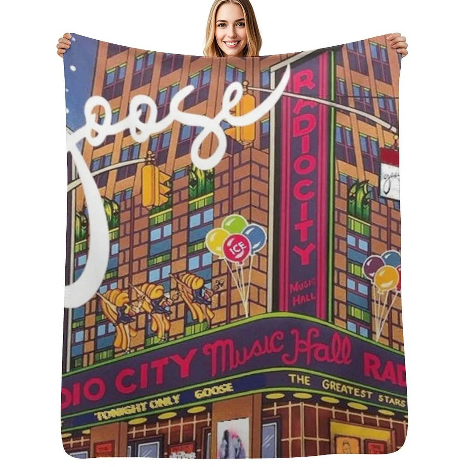 Radio City Goose Music Hall Throw Blanket funny gift Beach Furry Winter beds Plush for babies Blankets