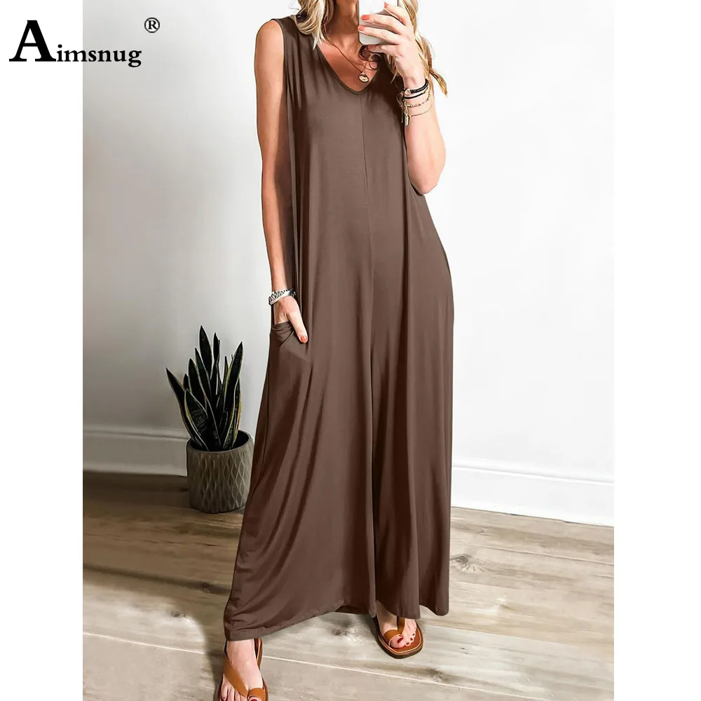 

2024 European Sexy Deep V-neck Jumpsuits Ladies Wide Leg Bloomers Women Loose Pocket Elasticity patch bag fat hip overalls femme