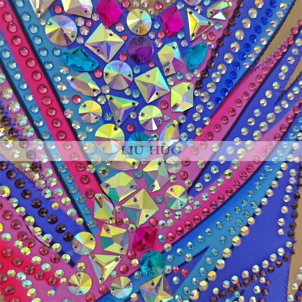 LIUHUO Rhythmische Gymnastik-Trikot, Aerobic, für Erwachsene, Damen, Mädchen, Kostüm, Leistung, Wettbewerb, Tanzkleid, ärmellos, mehrfarbig