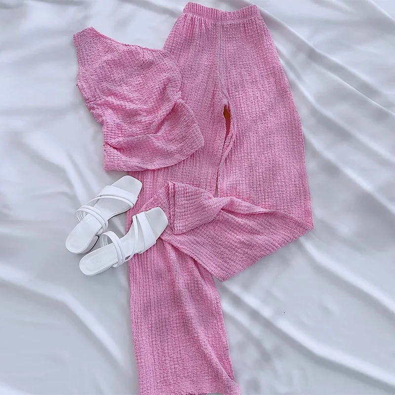 

Summer Sleeveless Set Women's High Waist Long Pant 2025 Summer New Female Casual Suit Fashion Two-piece Set for Women