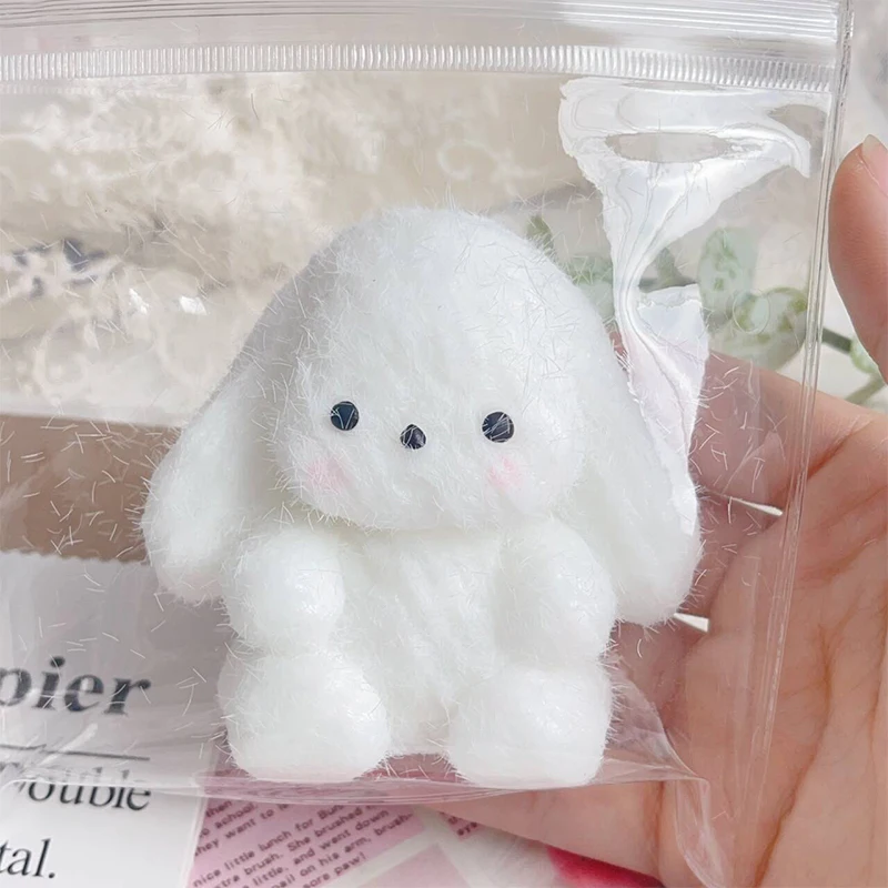 ✰✪Cute Flocking Bunny Taba soft Stress Relief Decompression Toy Squeeze Plush Rabbit Anti Stress Fidget Toy For Adult Kids Gift