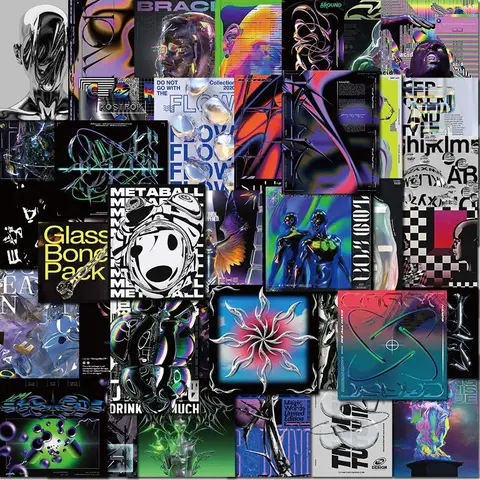 10/20/40pcs Cool Psychedelic Acid Graphic Art Graffiti Stickers Aesthetic DIY Motorcycle Luggage Helmet Waterproof Sticker Decor