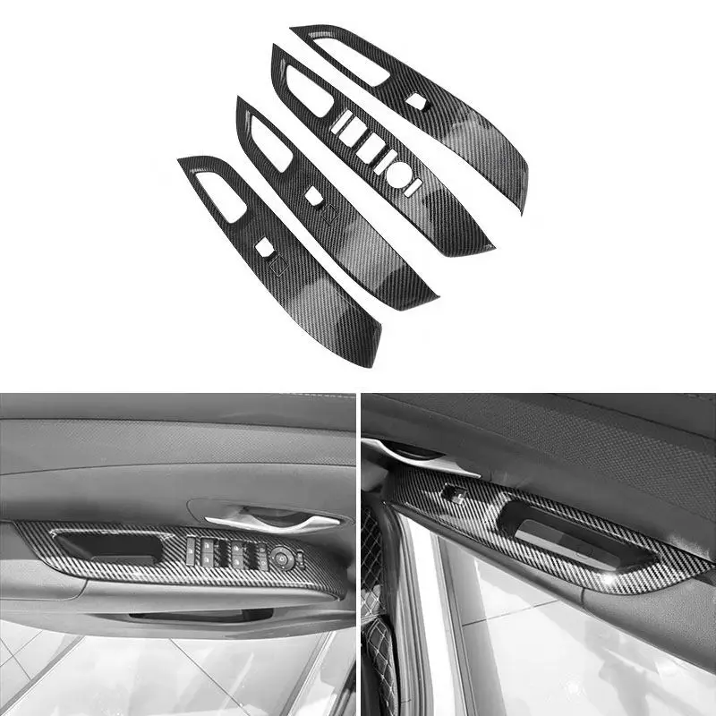 

Комплект из 4 накладок на кнопки управления стеклоподъемниками с текстурой карбона, ABS, для Hyundai Tucson NX4 2025