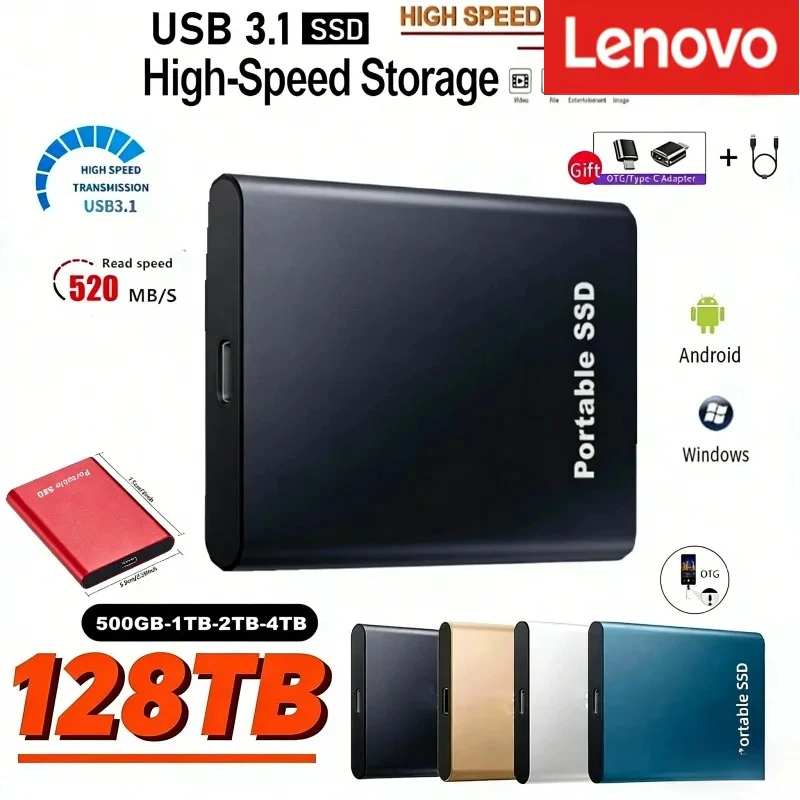 

Внешний жесткий диск Lenovo, высокоскоростной, 500 ГБ, 2 ТБ, 4 ТБ, 8 ТБ, USB 3.1, SSD, 2,5 дюйма, портативный, 16 ТБ, для ноутбука, PS4
