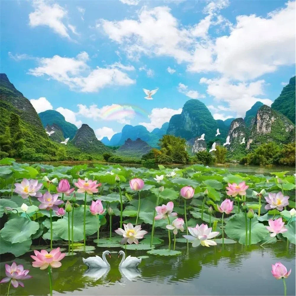 Custom Mural Wallpaper For Walls 3 D Nature Lotus Landscape photo Wallpapers for Living Room Bedroom Modern Home Decor Stickers
