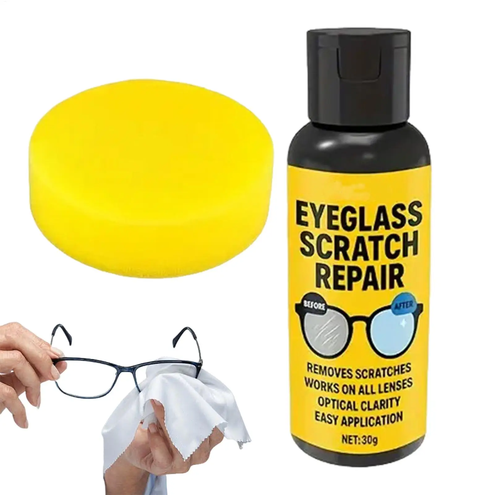 30g Glasses Scratch Remover Anti Fog Sunglasses Cleaner Glasses Polishing Scratch Remover for Camera Car Mirror Windshield Stove