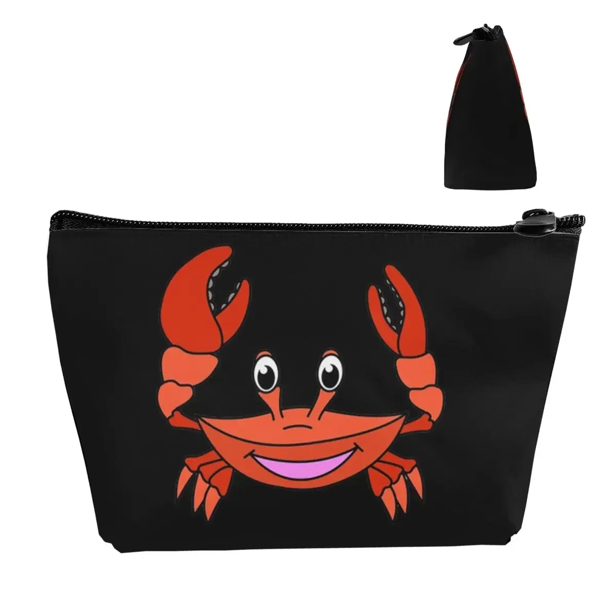 Cute Happy Crab Sea Animal Travel Cosmetic Bag Makeup Bag Zipper Bag Cosmetic Case Cosmetics Organizer For Women Female Gift