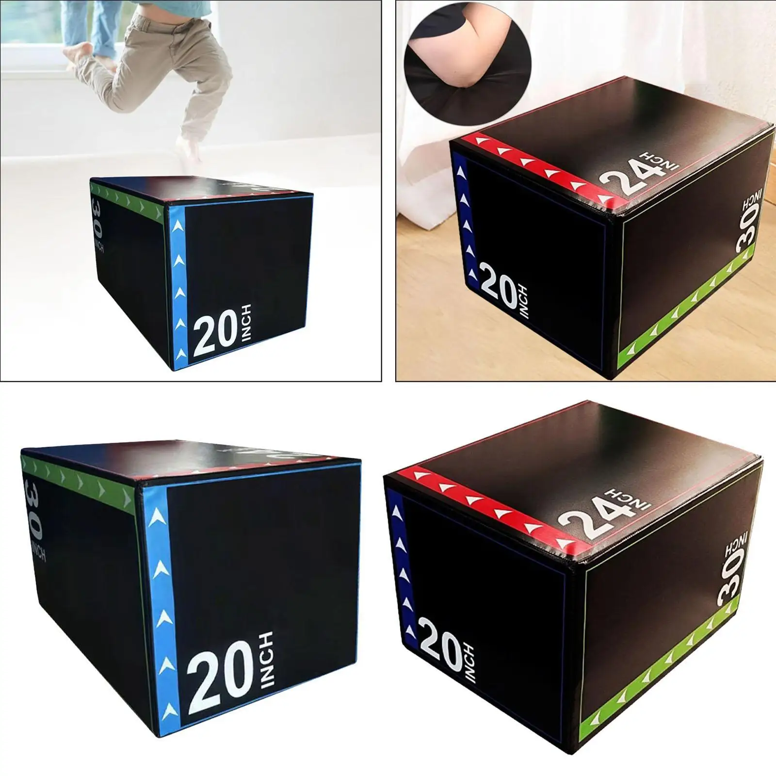 Scatola per saltare Fitness Scatola per saltare plyometrica resistente Plyo Box 3 in 1 per saltare Condizionamento Allenamento per la forza Allenamento Palestra a casa Dips