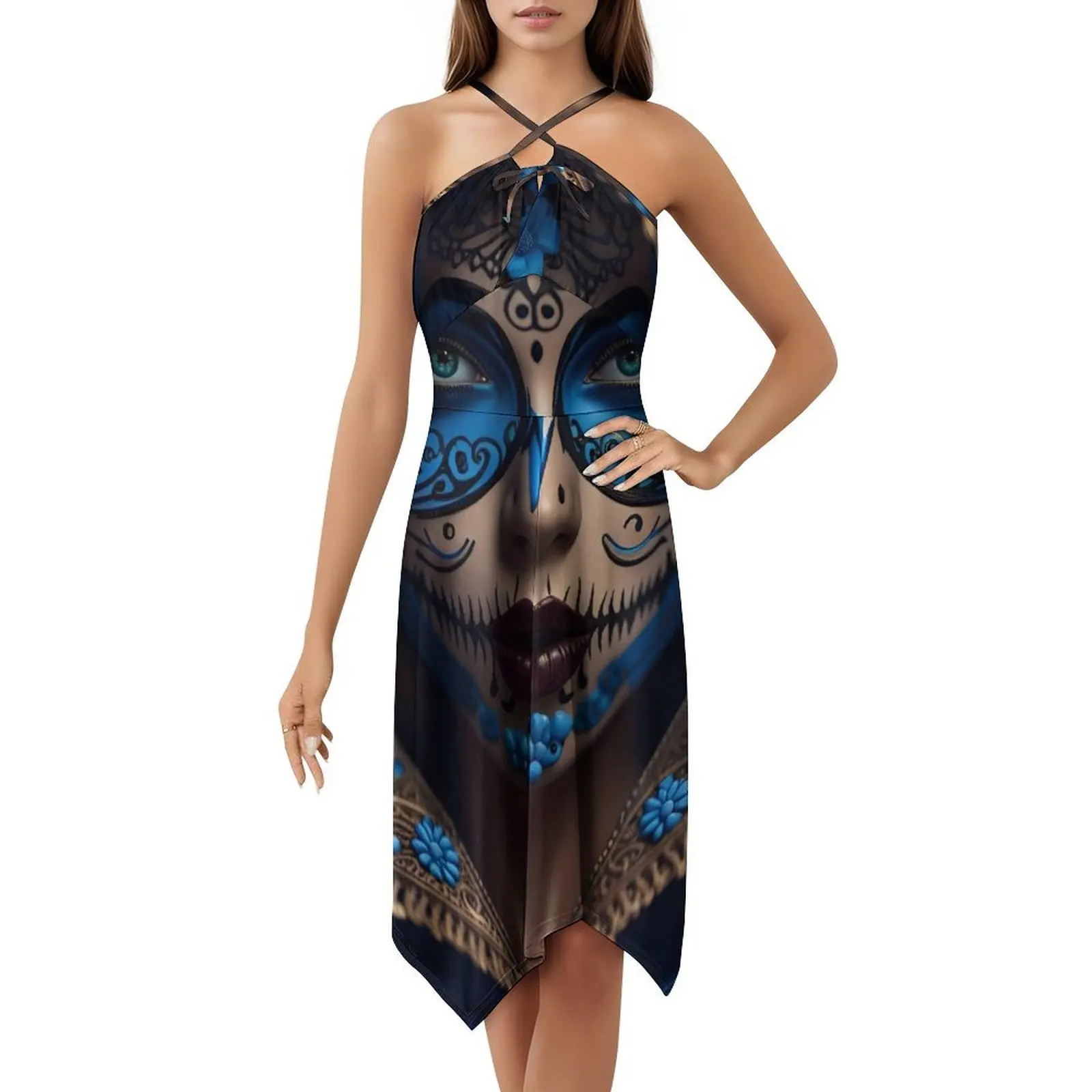 فستان كاترينا مثير للإجازات للنساء على الشاطئ وحفلات أعياد الميلاد فستان قصير كاترينا المكسيكي كاترينا يوم ميت ملابس نسائية #5