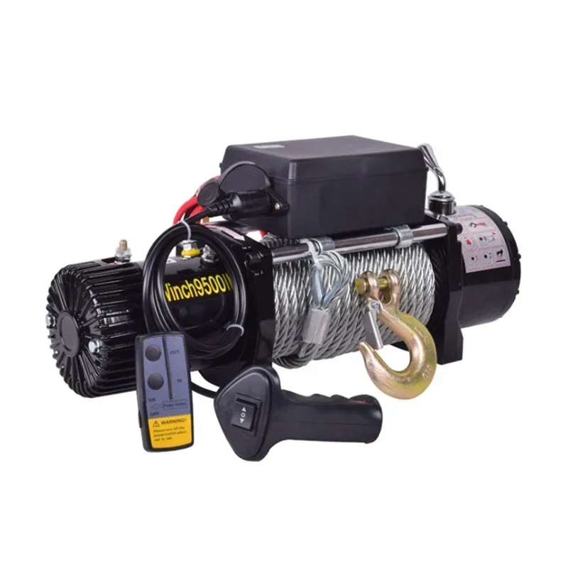 12V Electric Car Winch Off-Road Vehicle 24V Small Wire Rope Hoist Self-Help Household - Portable Lifting Equipment
