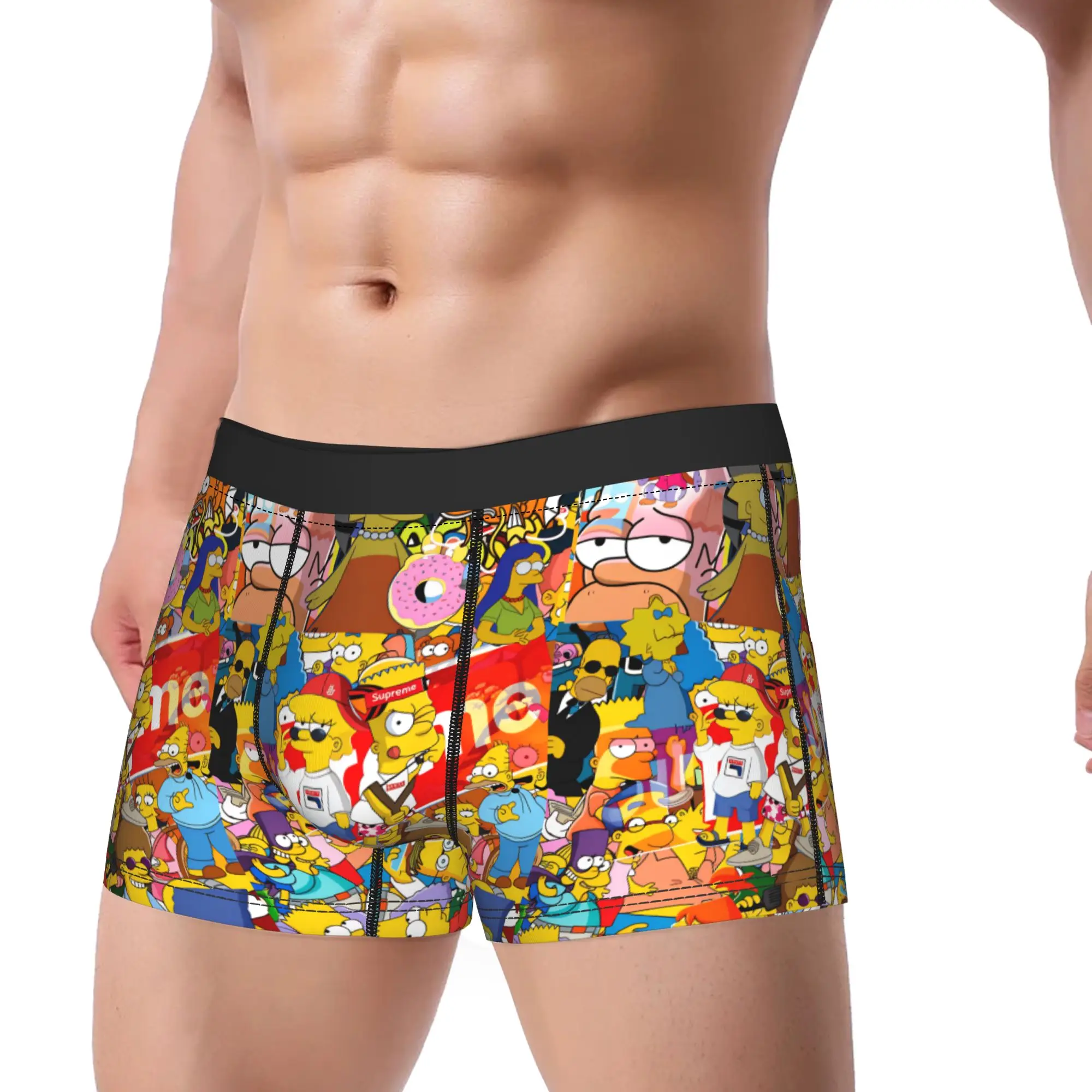 Funny S-Simpsons Family Cartoon Characters Boxer Brief Underwear Trenky Men Comfortable Boxer Shorts Large Size Underpants