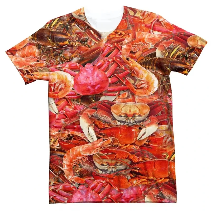 3D Print Funny Fried Chicken T-Shirts Pizza Food Graphic Men's Short Sleeve T Shirt Oversized Harajuku Y2k Top Tees Man Clothing view 4
