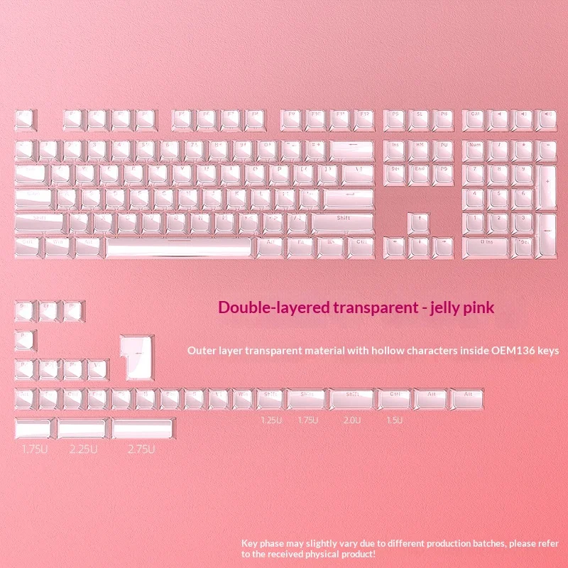 Jelly powder keycap 0EM height small full set 136 key PC transparent magnetic axis keyboard