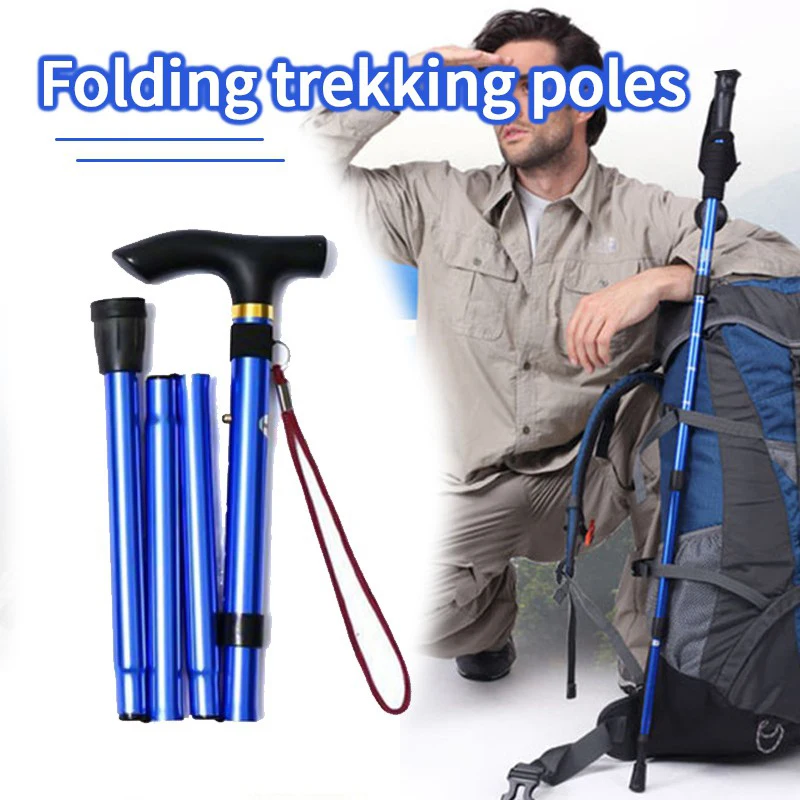 Adjustable Walking Stick 2 Section Stable Anti-Skid Crutch Old Man Mountain Climbing Hiking Cane