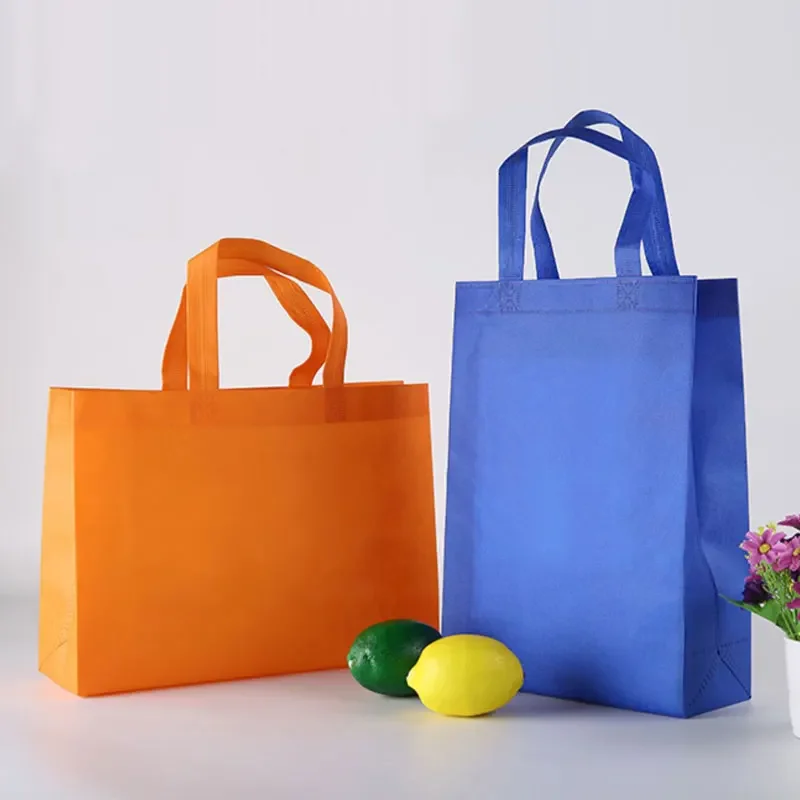 50pcs Non-woven Fabric Handbag Colour Blank Strong Portable Transverse Vertical Version Clothing Shopping Bags Gift Packing Bag