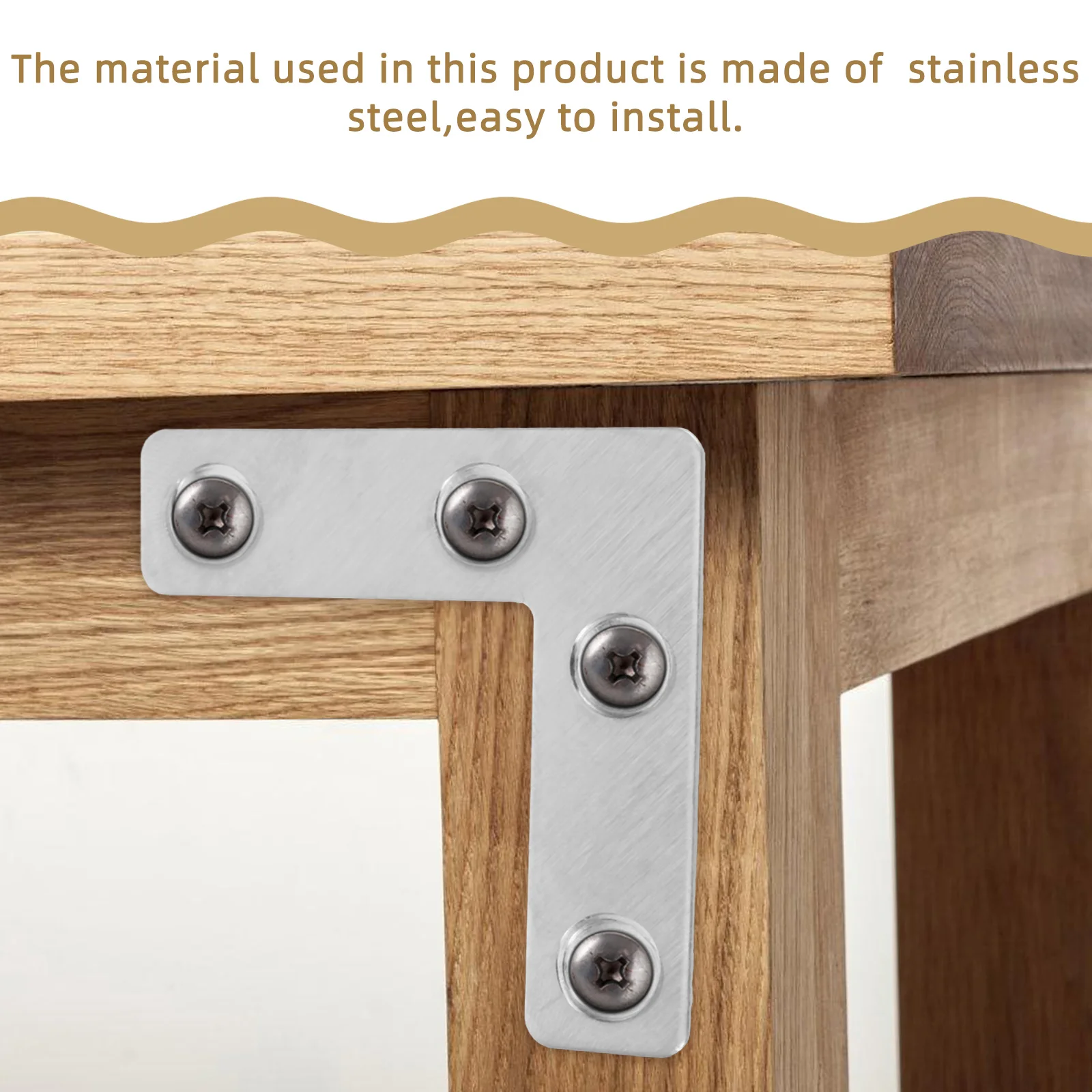 

36pcs L Shape Brackets Heavy Duty Stainless Steel Flat Surface Angle Connector for Cabinet Wood Shelf Mounting Hardware